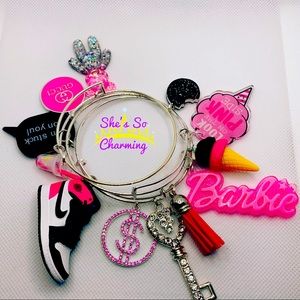 Nike inspired charm bracelet (pink and black)